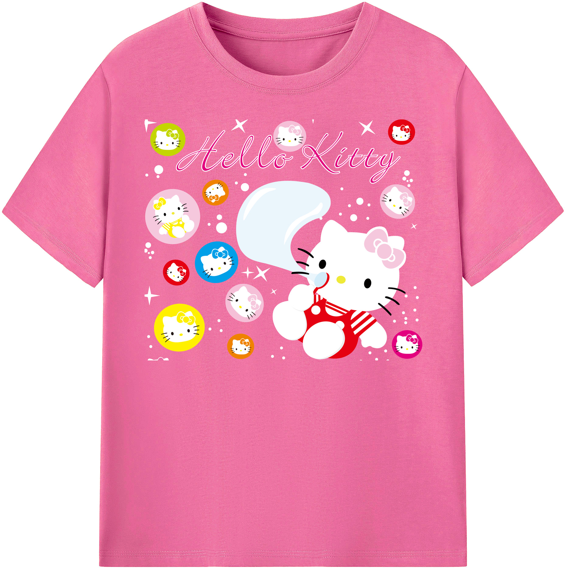 （画像用） Hello Kitty ハローキティ レディースカジュアルプリントTシャツ（綿100％）